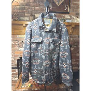 JACHS New York Mens M Sherpa Lined Flannel Jacket Aztec Shirt Coat